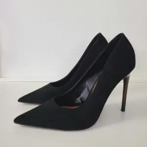 Zara black suede tortoiseshell high heel pumps