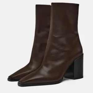 🖤ZARA BLOCK HEEL LEATHER ANKLE BOOTS