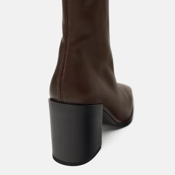 🖤ZARA BLOCK HEEL LEATHER ANKLE BOOTS
