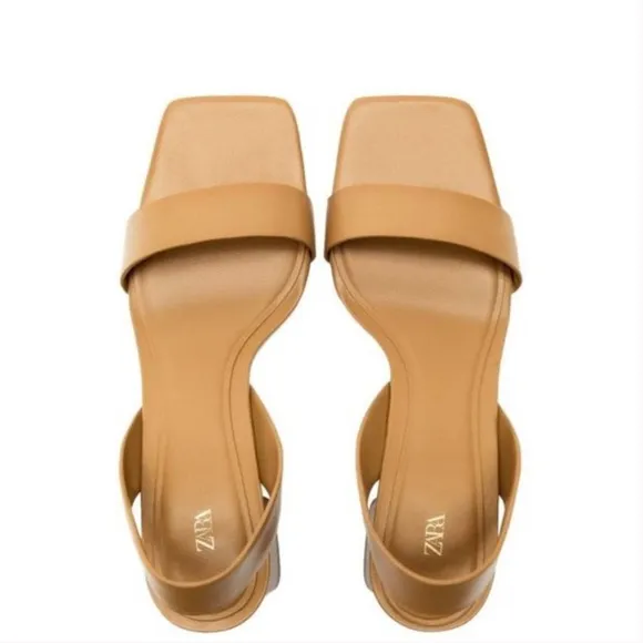 Zara Block Heel Leather Sandals