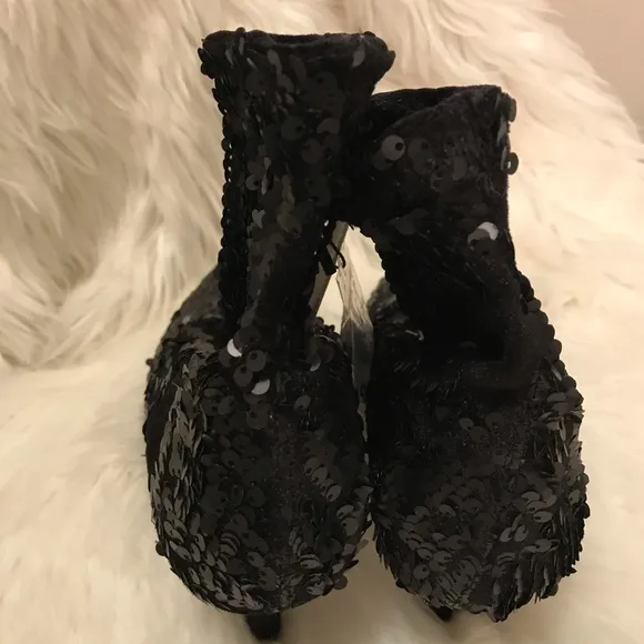 Zara Botin black sequin embelished sock ankle boot