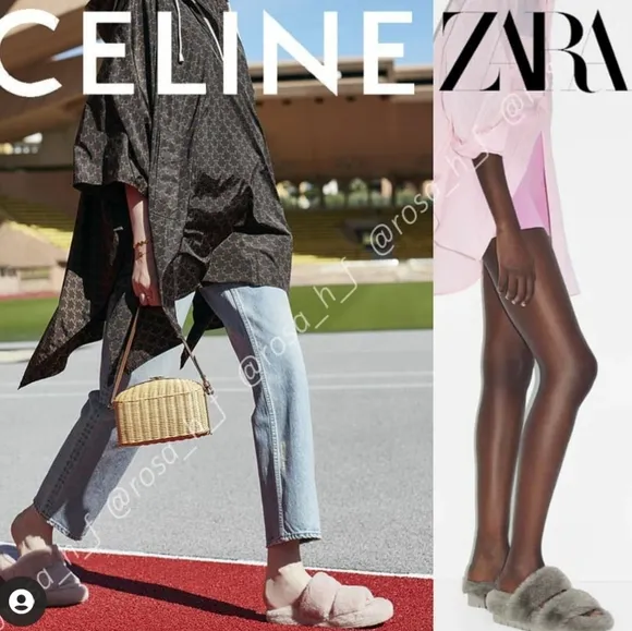 ZARA FAUX FUR LOW HEEL SANDALS Bloggers favorite