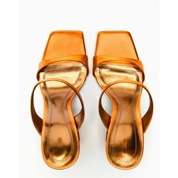ZARA Heeled Metallic Sandals 1323/110
