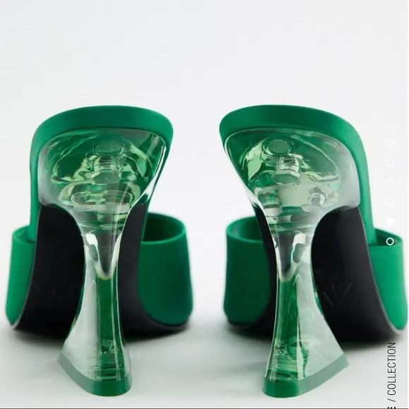 ZARA Heeled Sandals Green