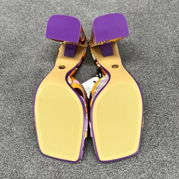 Zara High Heel Sandals Womens size 6.5 / 37 Orange Purple 80's Block Heel