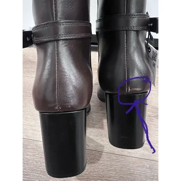 ZARA LEATHER BUCKLE HEEL BOOTS BROWN NEW WOMAN SIZE US 6.5  EUR 37 REF 1014/410