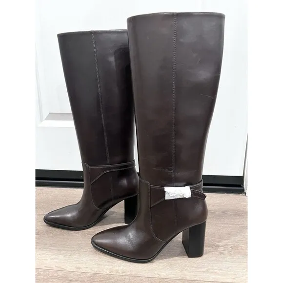 ZARA LEATHER BUCKLE HEEL BOOTS BROWN NEW WOMAN SIZE US 6.5  EUR 37 REF 1014/410