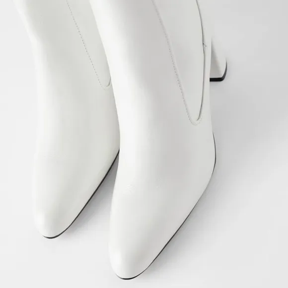 ZARA LEATHER HIGH HEEL ANKLE BOOTS WITH FI…