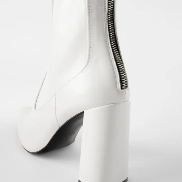 ZARA LEATHER HIGH HEEL ANKLE BOOTS WITH FI…