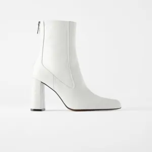 ZARA LEATHER HIGH HEEL ANKLE BOOTS WITH FI…