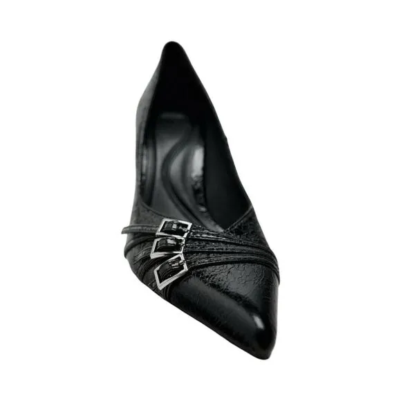 ZARA NEW WOMAN HIGH-HEEL SHOES WITH BUCKLED STRAPS BLACK SIZE 9.5