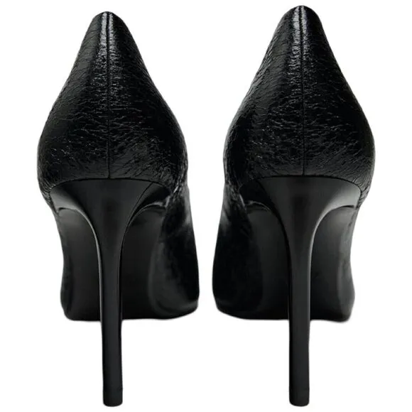 ZARA NEW WOMAN HIGH-HEEL SHOES WITH BUCKLED STRAPS BLACK SIZE 9.5