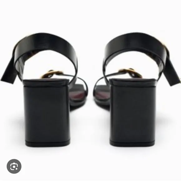 Zara NWT leather high heel block sandals