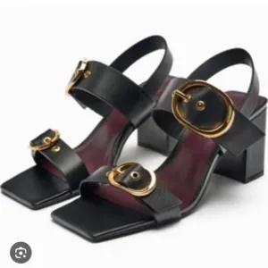 Zara NWT leather high heel block sandals