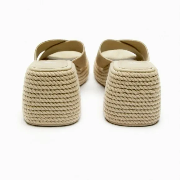 Zara NWT suede wedge sandals
