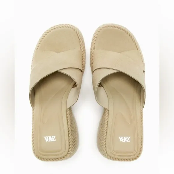 Zara NWT suede wedge sandals