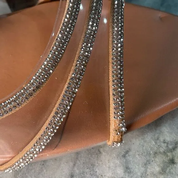 ZARA NWT RHINESTONE VINYL HIGH HEEL SANDALS