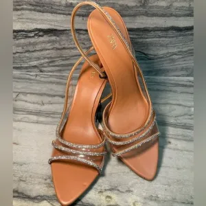 ZARA NWT RHINESTONE VINYL HIGH HEEL SANDALS