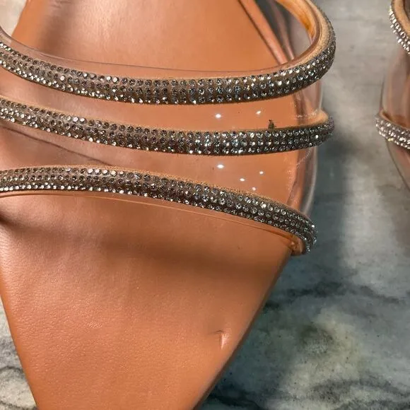 ZARA NWT RHINESTONE VINYL HIGH HEEL SANDALS