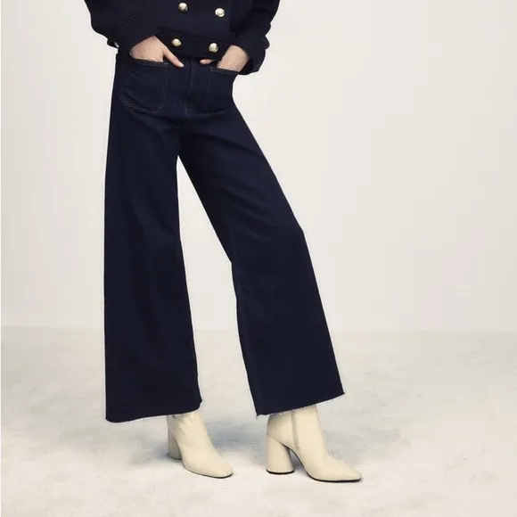 Zara Off White Wide Heeled Leather Ankle Boots