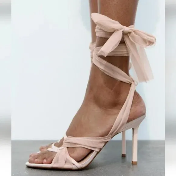 ZARA TULLE HEEL SANDALS