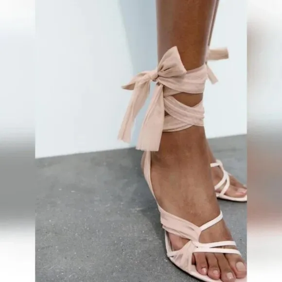 ZARA TULLE HEEL SANDALS