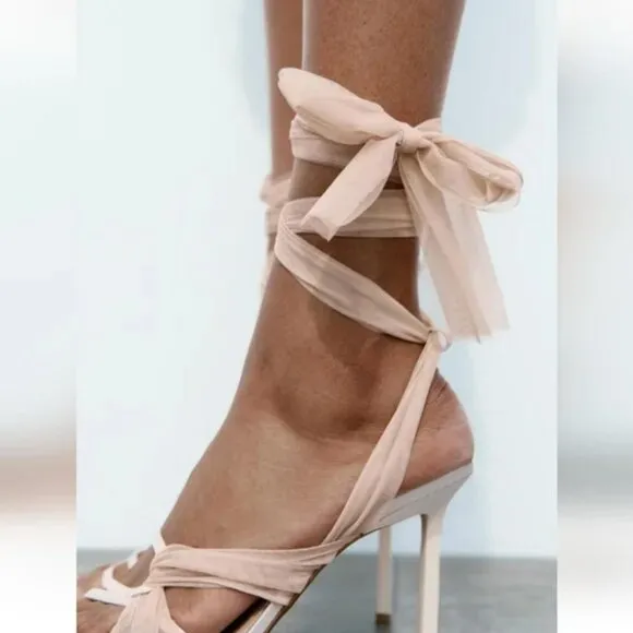 ZARA TULLE HEEL SANDALS