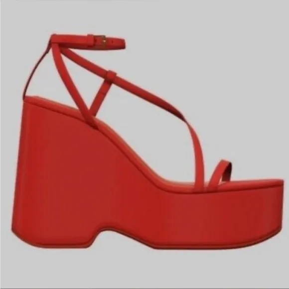 Zara woman’s chunky satin strap wedge sandals