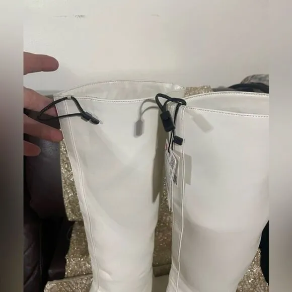 ZARA WOMEN'S KNEE HIGH‎ HEEL BOOTS WHITE RED 3015/810 S.size 6