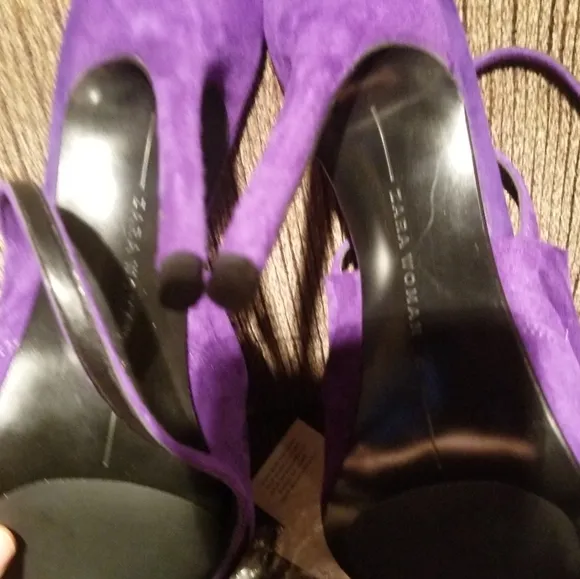Zara Women's Shoes Heels Leather Color Purple Size US 11