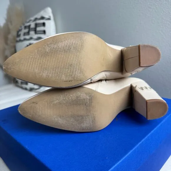 ZIGN Cream Leather Flame Block Heel Ankle Boots 38 EU