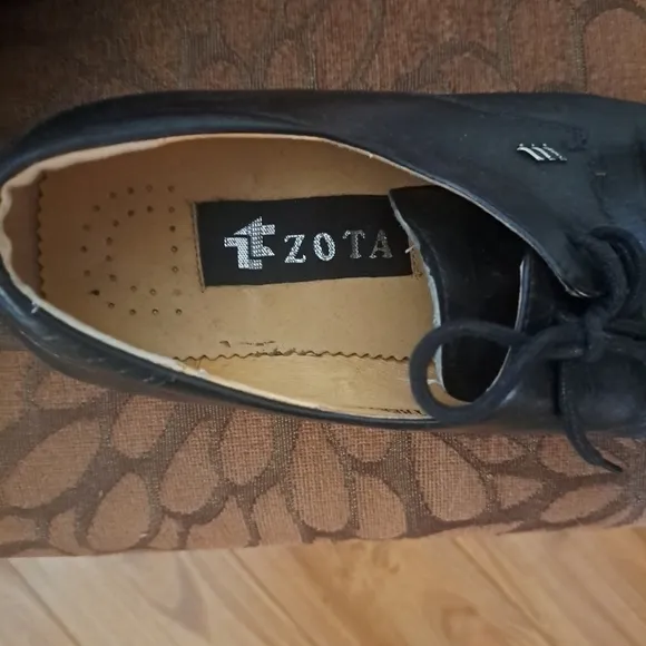 Zota square tie black leather Vero Cucio tie shoes 9 1/2